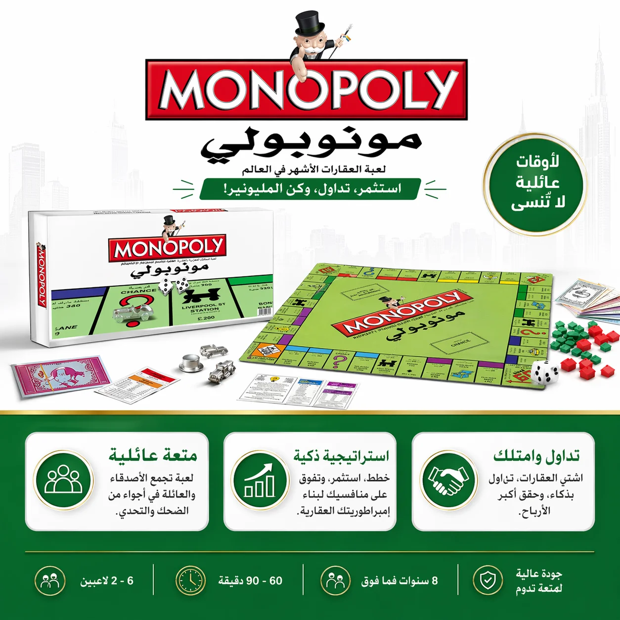 نسخة عربية من لعبة مونوبولي ال - مراجعة Hasbro Game Monopoly وسعره