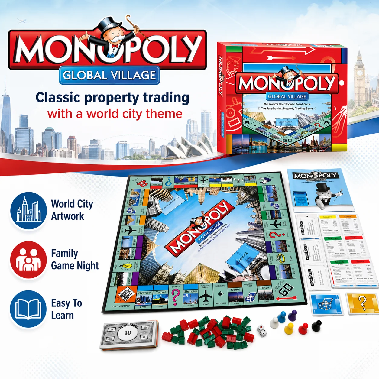 لعبة مونوبولي جلوبال فيلوجنج ا - مراجعة Hasbro Game Monopoly وسعره